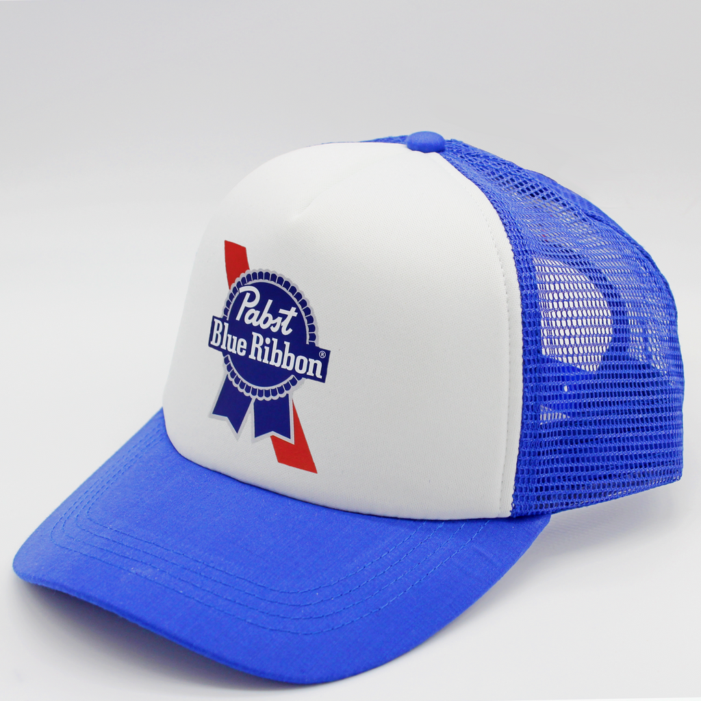 pabst blue ribbon matching human hat