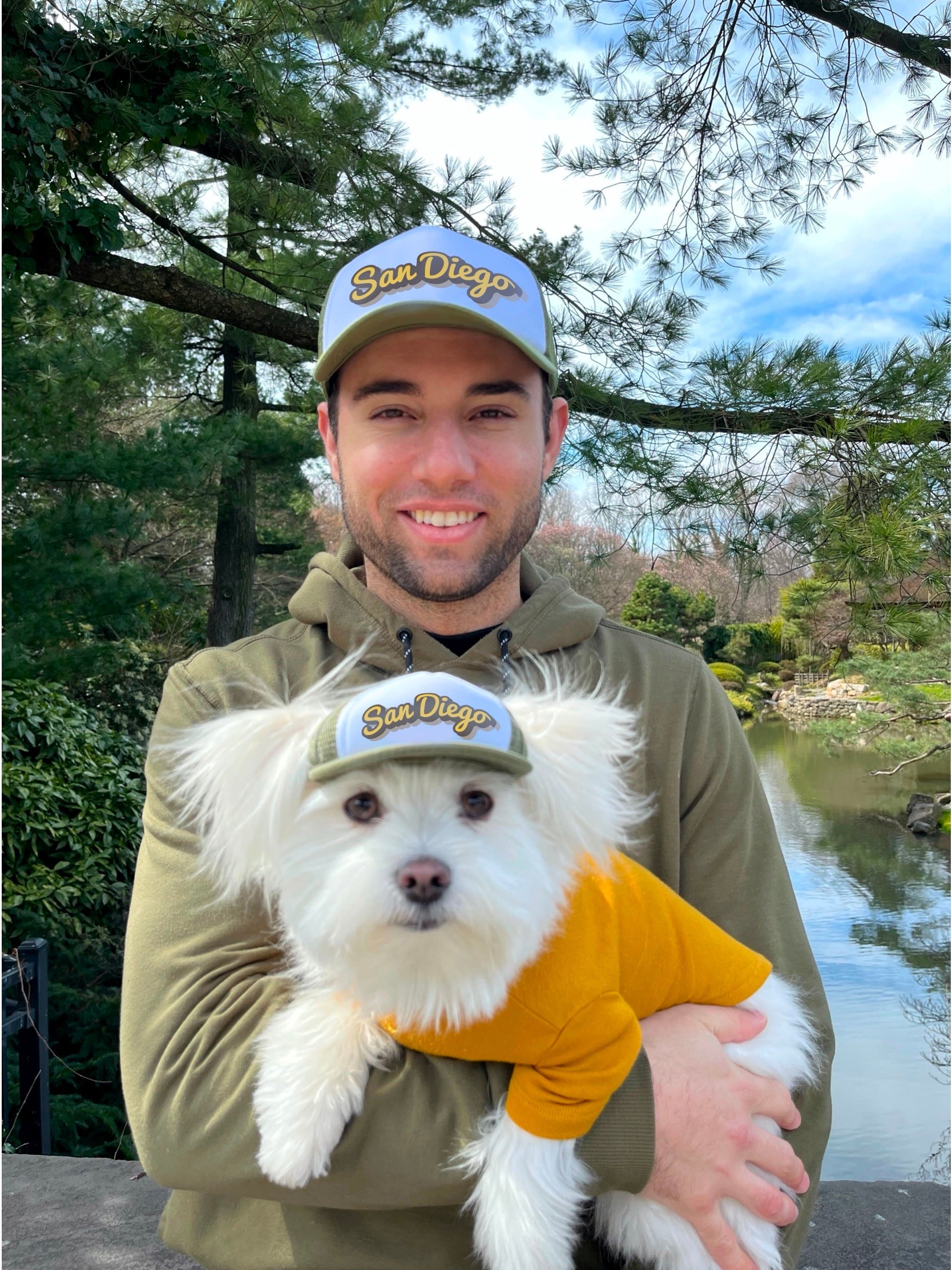 Matching hats for outlet dog and owner