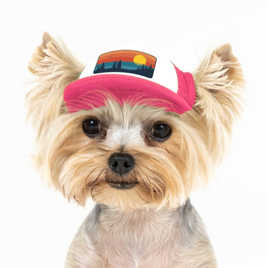 PupLid Landscape Designs | Shop Size Tiny Trucker Hats for Dogs Red / Ocean Vista Dog Mom